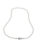 Nadri 18 inch 6mm Pearl Necklace with Pave Framed Pearl Clasp - Pearl