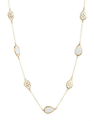 Lauren Ralph Lauren Teardrop Stone and Filigree Station Necklace - Gold