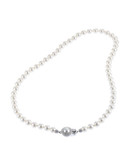 Nadri 16 inch 6mm Pearl Necklace with Pave Framed Pearl Clasp - Pearl