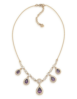 Carolee Simply Amethyst Teardrop Crystal Necklace Gold Tone Crystal Collar Necklace - Purple