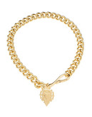 Lauren Ralph Lauren Curb Chain Necklace with Crest Charm - Gold