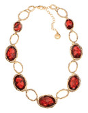 Jones New York Gold tone hammered link and stone necklace - Red