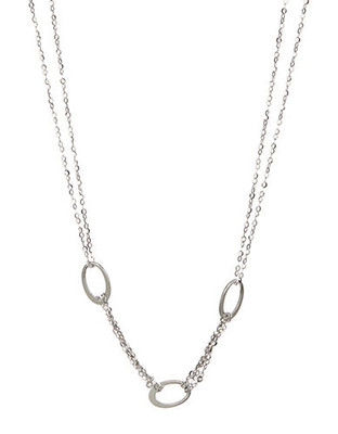 Expression Sterling Silver Oval Disc Necklace - Silver