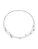 Skagen Denmark Pearl Silver Tone Stainless Steel Stand Necklace Silver Tone Multi Strand Necklace - Silver