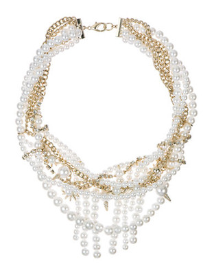 Sam Edelman Pearl Chain Collar Necklace - White