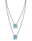Vince Camuto Blue Steel Silver Silver Plated Epoxy glass Multi Strand Necklace - Silver