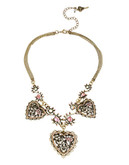 Betsey Johnson Three Heart Frontal Necklace - Pink