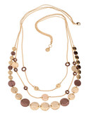 Jones New York Gold and Brown tone 3 row disk necklace - Brown
