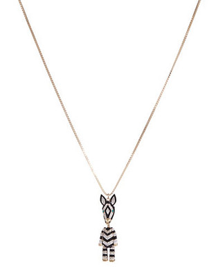 Betsey Johnson Embellished Zebra Pendant Necklace - CRYSTAL