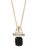 Kenneth Cole New York Deco Glam Metal Glass Pendant Necklace - Jet