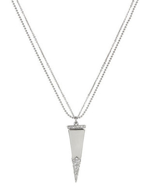 A.B.S. By Allen Schwartz Pyramid Pendant Necklace - Silver