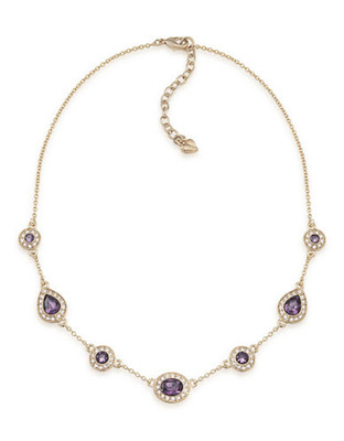 Carolee Simply Amethyst Illusion Necklace Gold Tone Crystal Collar Necklace - Purple