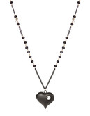 Betsey Johnson Extra Long Heart Pendant Necklace - Black