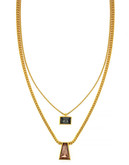 Vince Camuto Blush Factor Gold plated base metal Glass Double Layer Stone Necklace Necklace - Gold