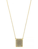 Vince Camuto Glam Punk Items Gold Plated Base Metal Glass Large Pave Square Pendant Necklace - Gold