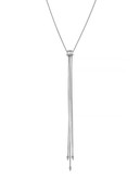 Vince Camuto Glam Punk Silver Light Rhodium Plated Base Metal Glass Long Chain Tassel Pendant Necklace - Silver