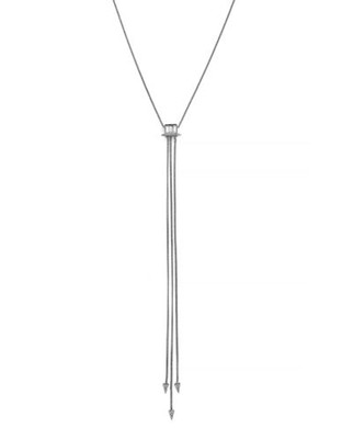 Vince Camuto Glam Punk Silver Light Rhodium Plated Base Metal Glass Long Chain Tassel Pendant Necklace - Silver