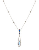 Carolee Faux Sapphire Linear Teardrop Necklace - BLUE