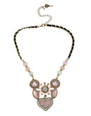 Betsey Johnson Crystal Gem Cluster Frontal Necklace - Pink