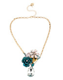 Betsey Johnson Patina Flower Cluster Pendant Necklace - Assorted