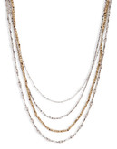 Lucky Brand Metal Semi-Precious Stone Multi Strand Necklace - Gold