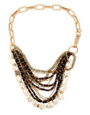 Kenneth Cole New York Semiprecious Mixed Bead Multi Row Necklace - Natural