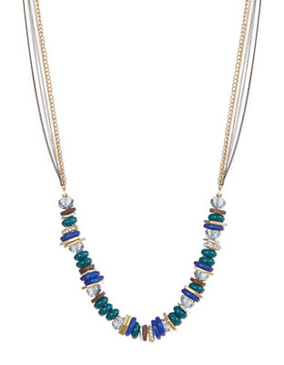 Kenneth Cole New York Multi Chain Beaded Frontal Necklace - Blue