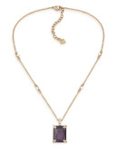 Carolee Simply Amethyst Emerald Cut Pendant Necklace Gold Tone Crystal Pendant Necklace - Purple