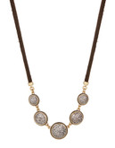 Lucky Brand Two Tone Pave Leather Necklace - Yellow