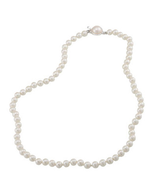 Carolee 6mm White Pearl Necklace with Silvertone Clasp - White