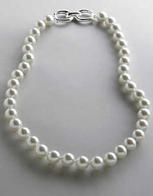 Lauren Ralph Lauren 10mm Faux Pearl Necklace - White Pearl/Silvertone