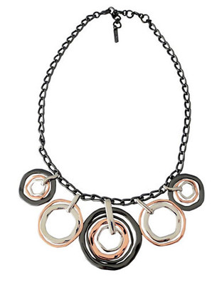 Nine West Nine West Tri Tone Multi Disc Necklace - Rose Gold