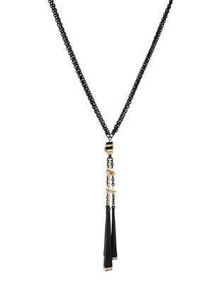 Kenneth Cole New York Deco Glam Metal Glass Y Neck Necklace - Crystal