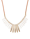 Lucky Brand Gold Tone Pearl Paddle Necklace - White