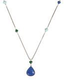 Lucky Brand Long Blue Pendant Necklace - Silver