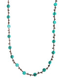 Lucky Brand silver-tone turq hammered coin necklace - Turquoise