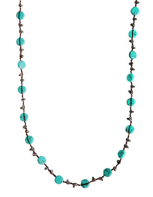 Lucky Brand silver-tone turq hammered coin necklace - Turquoise