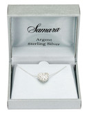 Samara Sterling Silver Puff Crystal Heart Pendant - Silver