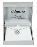 Samara Sterling Silver CZ Pendant with Dancing Stone in Centre on 18 inch Chain - Silver