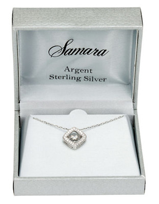 Samara Sterling Silver CZ Pendant with Dancing Stone in Centre on 18 inch Chain - Silver