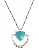 Lucky Brand Silver Tone Semi Precious Stone Pendant Necklace - Silver