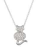 Expression Sterling Silver and Cubic Zirconia Cat Pendant Necklace - Silver