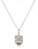 Expression Sterling Silver and Cubic Zirconia Owl Pendant Necklace - Silver