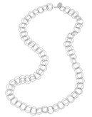 Betsey Johnson Rose Gold Circle Link Long Necklace - Silver
