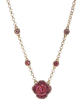 Betsey Johnson Rose Pendant Necklace - Pink