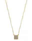 Vince Camuto Glam Punk Items Gold Plated Base Metal Glass Small Pave Square Pendant Necklace - Gold