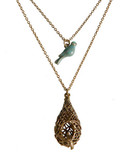 Lucky Brand Double Layer Birds Nest Necklace - Gold Tone