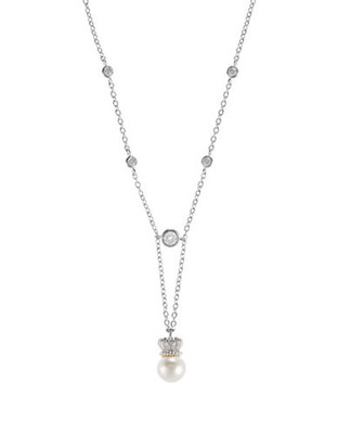 Nadri Pearl with Pave Crown Y Neck - Pearl