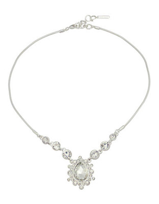 Nine West Metal Crystal Pendant Necklace - Silver