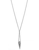 Bcbgeneration Stardust Pave Items Light Antique Rhodium Plated Glass 28 Inch Faceted Pave Pendant Necklace - Grey